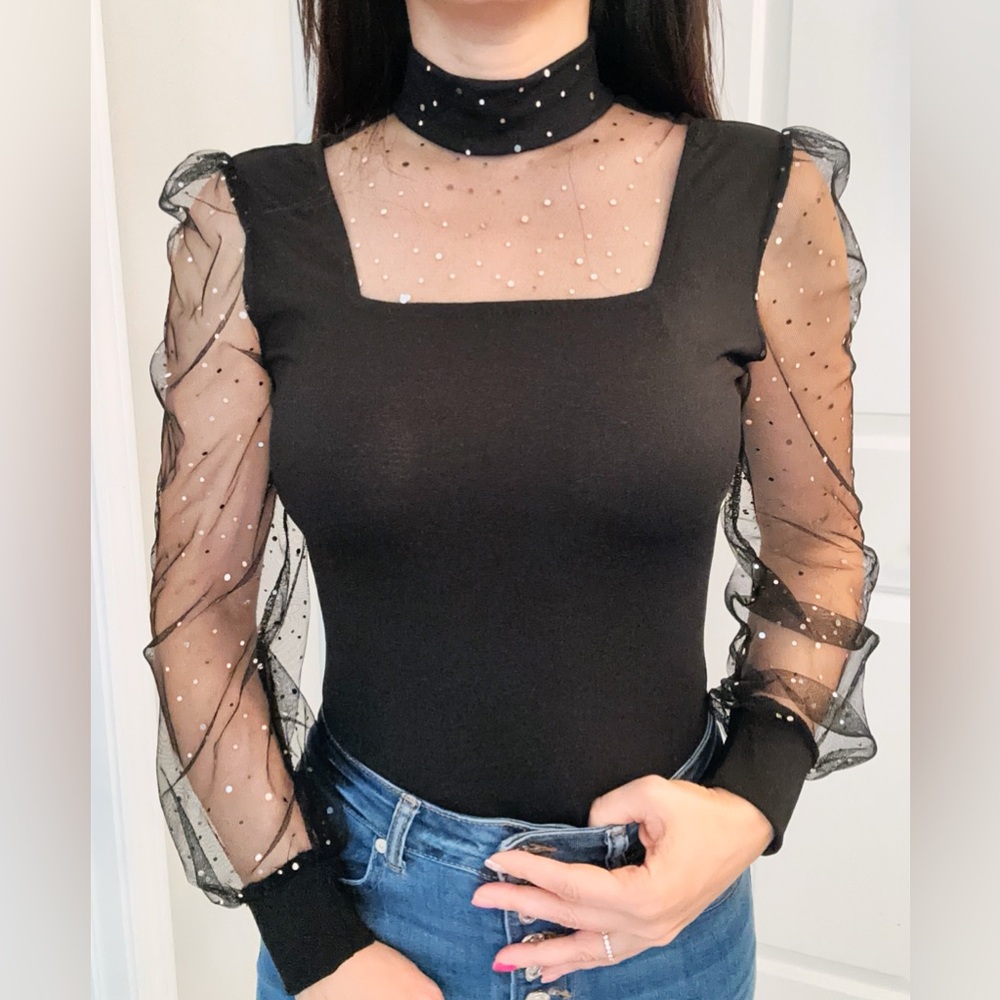 Sexy Contrast Mesh Bodysuit